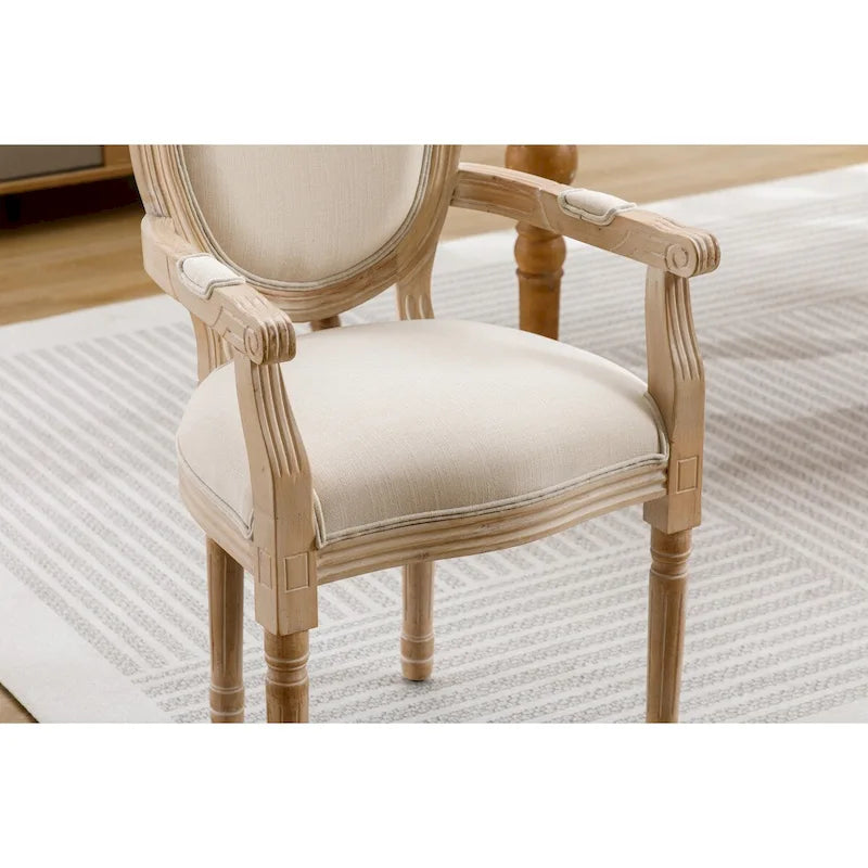 Lot de 2 chaises de salle à manger en tissu rembourré avec accoudoirs