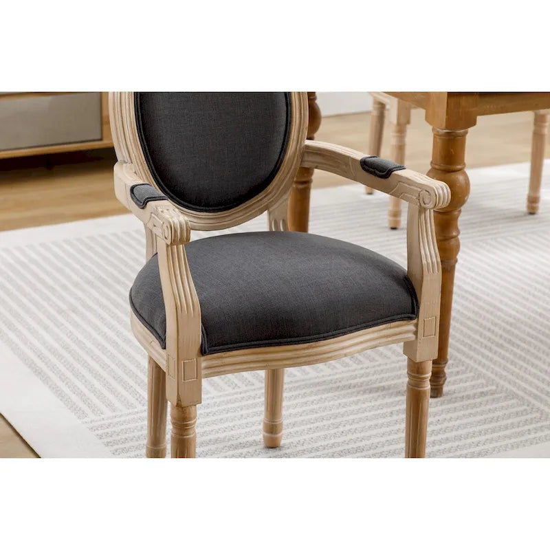 Lot de 2 chaises de salle à manger en tissu rembourré avec accoudoirs