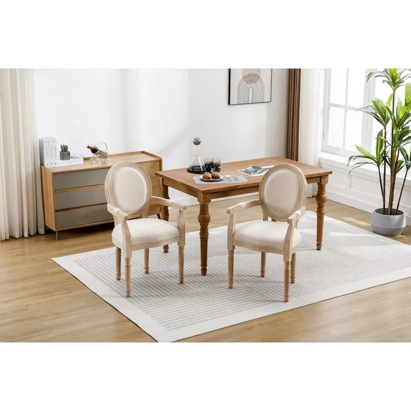 Lot de 2 chaises de salle à manger en tissu rembourré avec accoudoirs