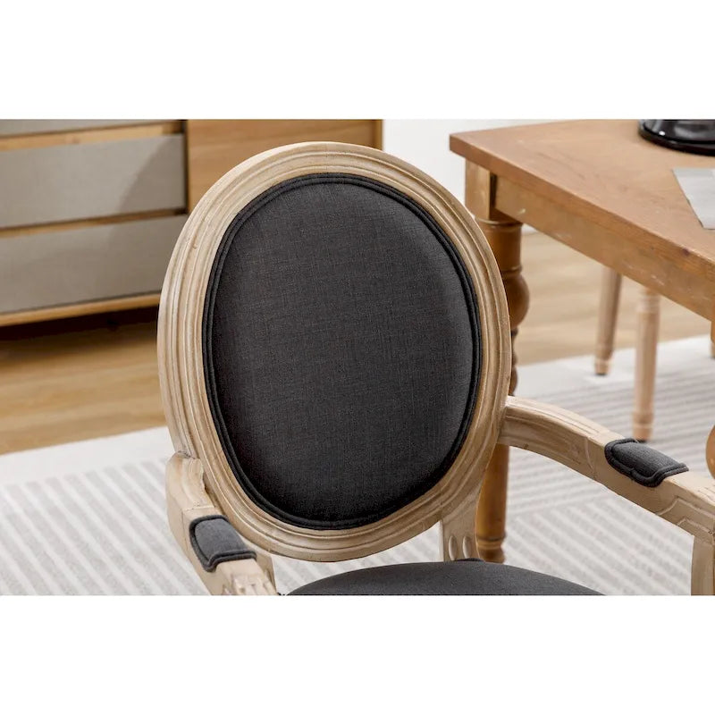 Lot de 2 chaises de salle à manger en tissu rembourré avec accoudoirs