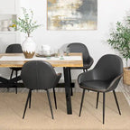 Chaises de salle à manger en similicuir gris / bleu foncé de style moderne du milieu du siècle – Lot de 2 / 4 / 6