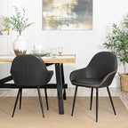 Chaises de salle à manger en similicuir gris / bleu foncé de style moderne du milieu du siècle – Lot de 2 / 4 / 6