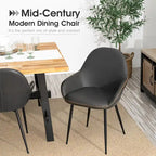 Chaises de salle à manger en similicuir gris / bleu foncé de style moderne du milieu du siècle – Lot de 2 / 4 / 6
