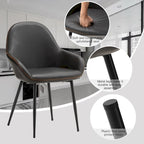 Chaises de salle à manger en similicuir gris / bleu foncé de style moderne du milieu du siècle – Lot de 2 / 4 / 6