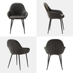 Chaises de salle à manger en similicuir gris / bleu foncé de style moderne du milieu du siècle – Lot de 2 / 4 / 6