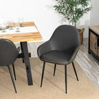 Chaises de salle à manger en similicuir gris / bleu foncé de style moderne du milieu du siècle – Lot de 2 / 4 / 6