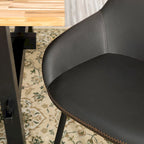 Chaises de salle à manger en similicuir gris / bleu foncé de style moderne du milieu du siècle – Lot de 2 / 4 / 6