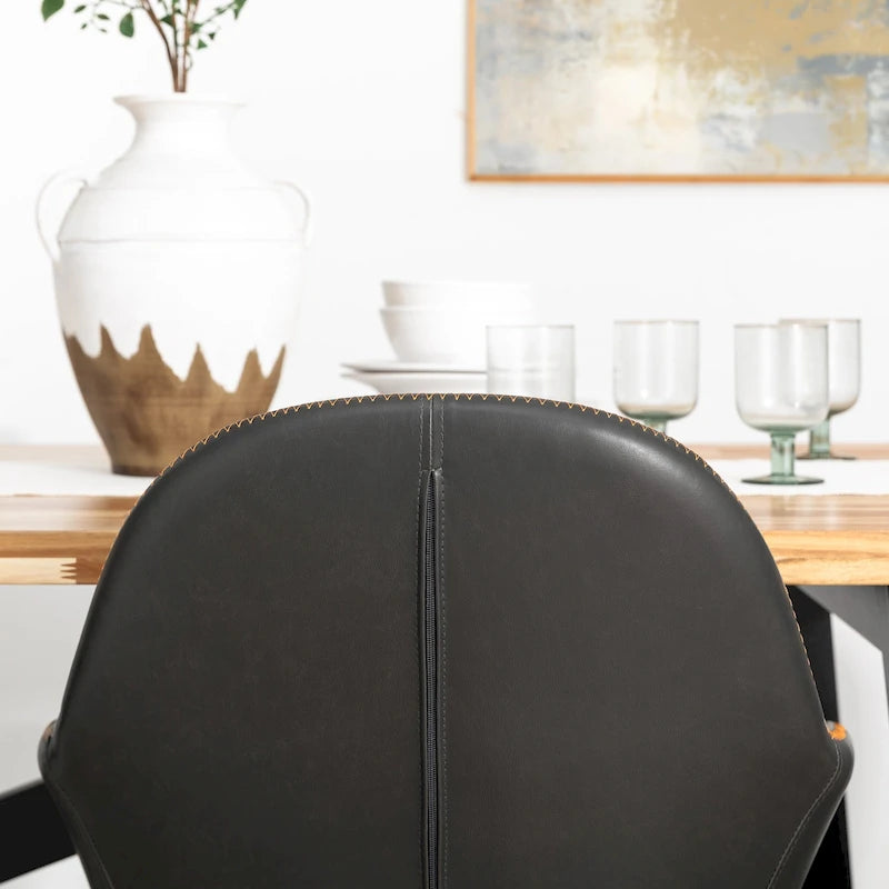 Chaises de salle à manger en similicuir gris / bleu foncé de style moderne du milieu du siècle – Lot de 2 / 4 / 6