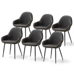 Chaises de salle à manger en similicuir gris / bleu foncé de style moderne du milieu du siècle – Lot de 2 / 4 / 6