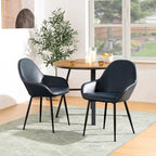 Chaises de salle à manger en similicuir gris / bleu foncé de style moderne du milieu du siècle – Lot de 2 / 4 / 6
