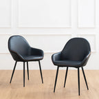 Chaises de salle à manger en similicuir gris / bleu foncé de style moderne du milieu du siècle – Lot de 2 / 4 / 6