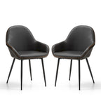 Chaises de salle à manger en similicuir gris / bleu foncé de style moderne du milieu du siècle – Lot de 2 / 4 / 6