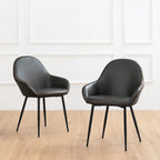 Chaises de salle à manger en similicuir gris / bleu foncé de style moderne du milieu du siècle – Lot de 2 / 4 / 6