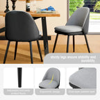 Chaises de salle à manger en similicuir gris / bleu foncé de style moderne du milieu du siècle – Lot de 2 / 4 / 6