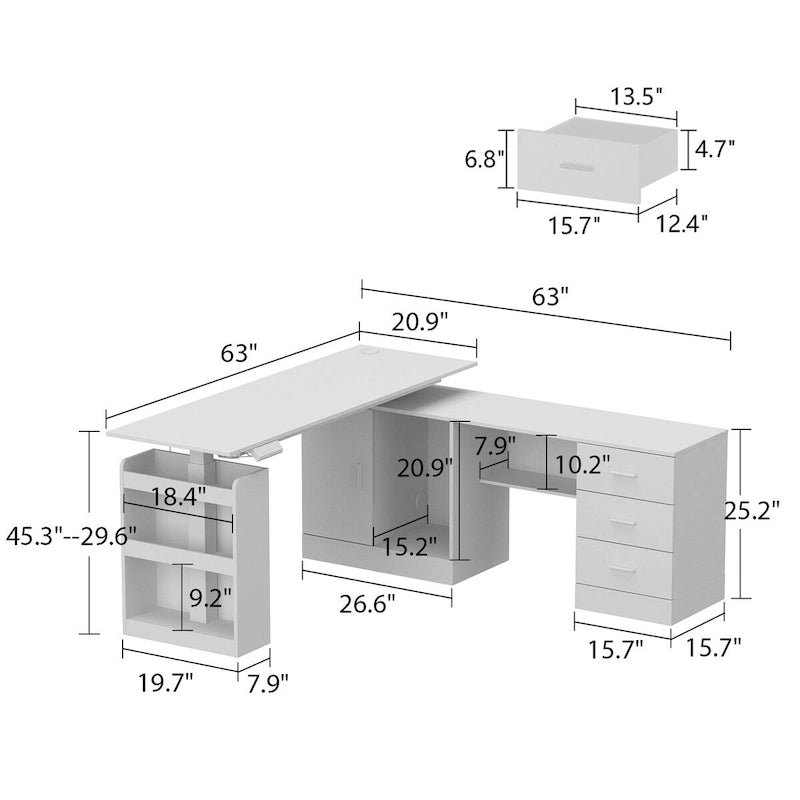 Table esthétique de bureau debout polyvalente 63W avec personnalisation de la hauteur