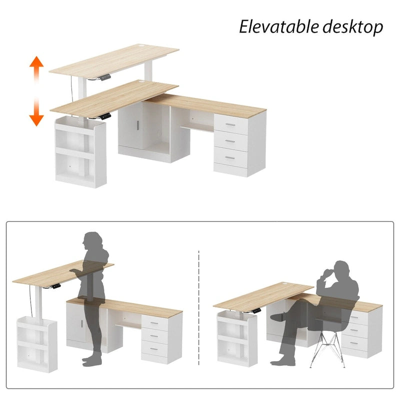 Table esthétique de bureau debout polyvalente 63W avec personnalisation de la hauteur