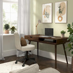 Bureau de 137 cm avec tiroir – Noyer foncé / Chêne naturel / Blanc pur, Monoposte