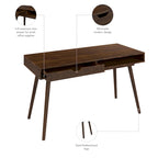 Bureau de 137 cm avec tiroir – Noyer foncé / Chêne naturel / Blanc pur, Monoposte