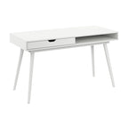 Bureau de 137 cm avec tiroir – Noyer foncé / Chêne naturel / Blanc pur, Monoposte