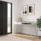 Bureau de 137 cm avec tiroir – Noyer foncé / Chêne naturel / Blanc pur, Monoposte