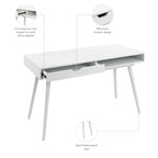 Bureau de 137 cm avec tiroir – Noyer foncé / Chêne naturel / Blanc pur, Monoposte