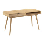 Bureau de 137 cm avec tiroir – Noyer foncé / Chêne naturel / Blanc pur, Monoposte