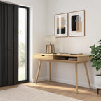 Bureau de 137 cm avec tiroir – Noyer foncé / Chêne naturel / Blanc pur, Monoposte