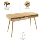 Bureau de 137 cm avec tiroir – Noyer foncé / Chêne naturel / Blanc pur, Monoposte