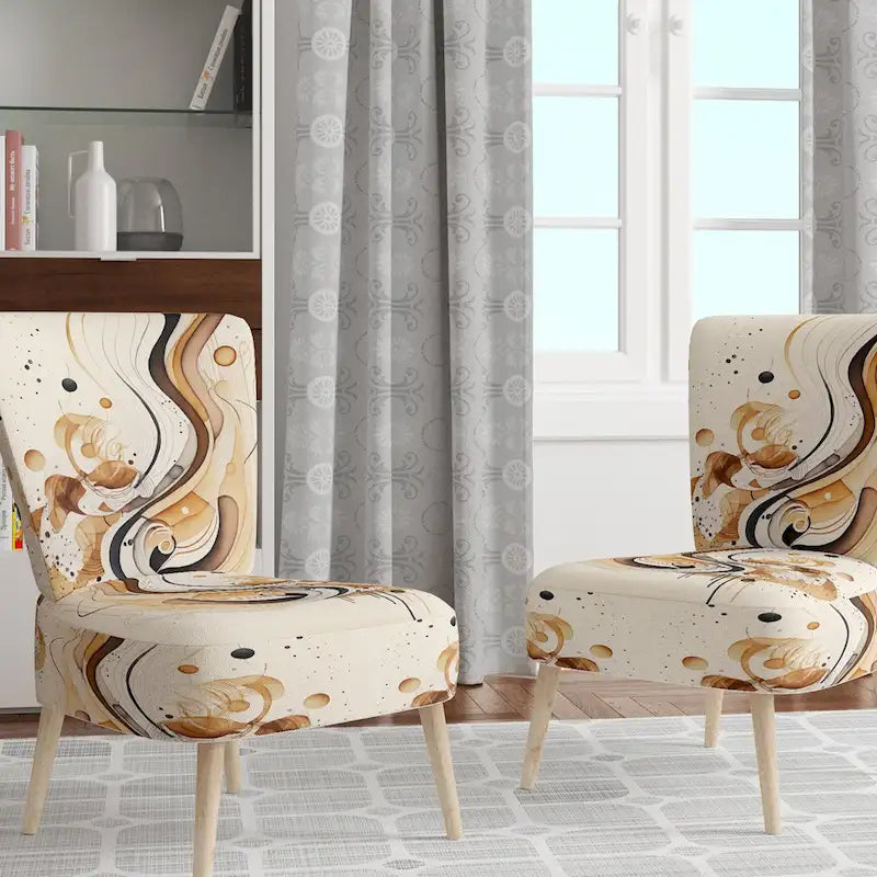 Fauteuil d'appoint abstrait marron et noir – Sans accoudoirs / crapaud / avec accoudoirs, 1 place