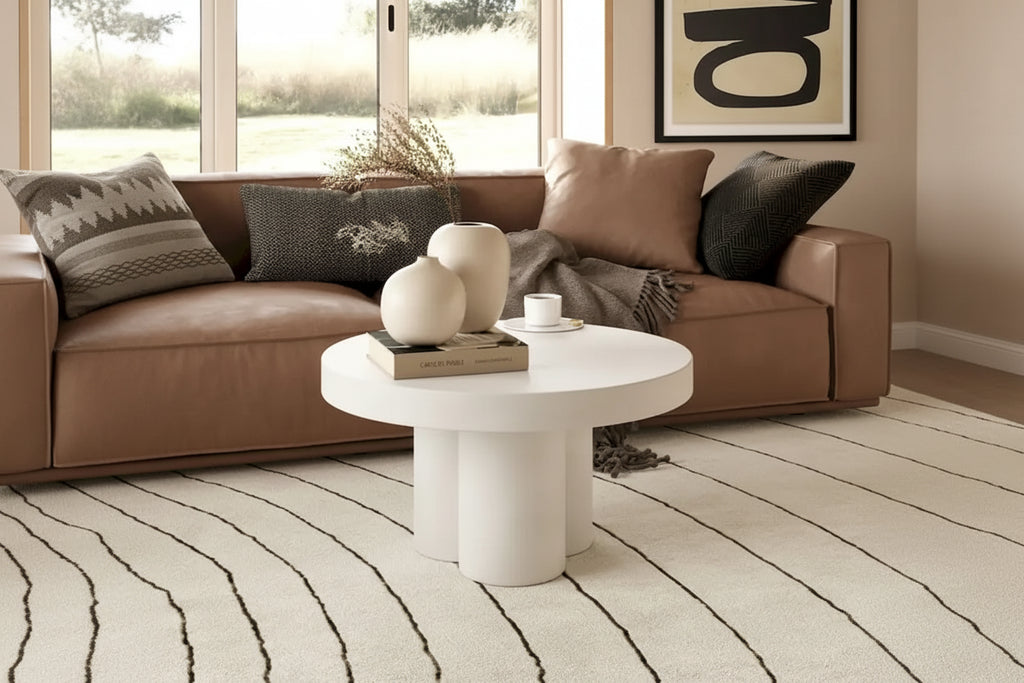 Modrest Bruni Modern White Concrete Coffee Table