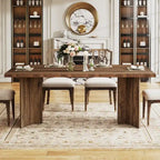 Table à manger rectangulaire en bois style ferme pour cuisine ou salle à manger