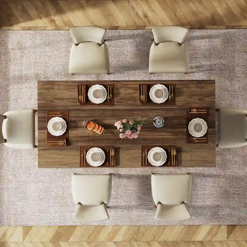 Table à manger rectangulaire en bois style ferme pour cuisine ou salle à manger