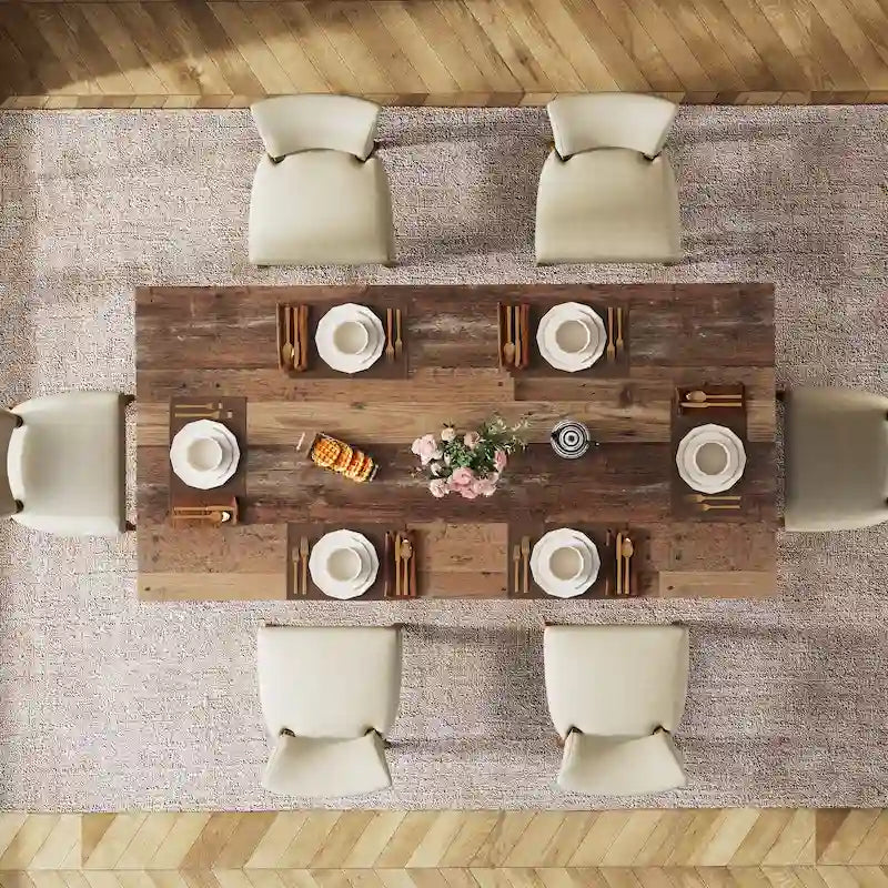 Table à manger rectangulaire en bois style ferme pour cuisine ou salle à manger