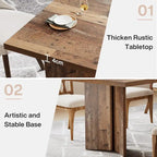 Table à manger rectangulaire en bois style ferme pour cuisine ou salle à manger