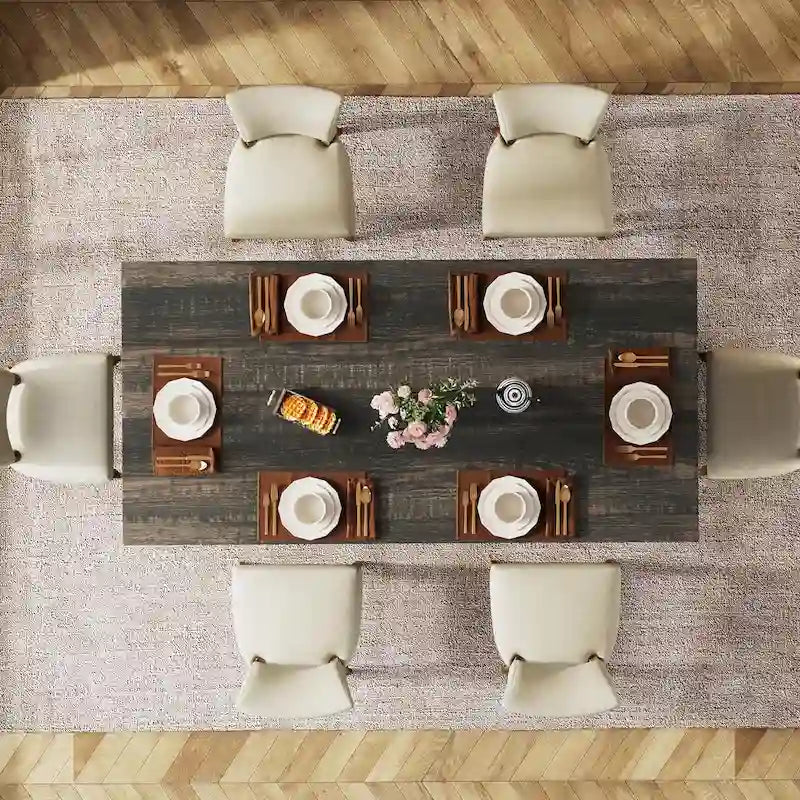 Table à manger rectangulaire en bois style ferme pour cuisine ou salle à manger