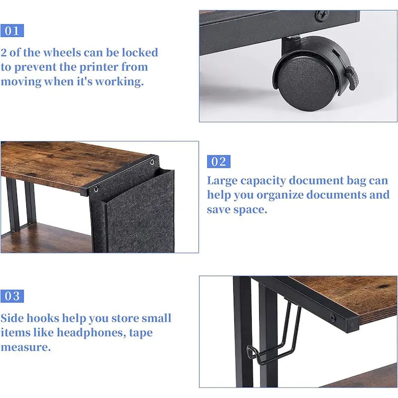 Meuble d'imprimante avec sac de rangement