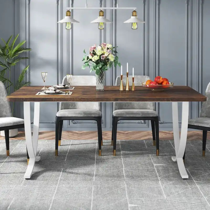 Table de salle à manger rustique rectangulaire de 160 cm pour 4 à 6 personnes