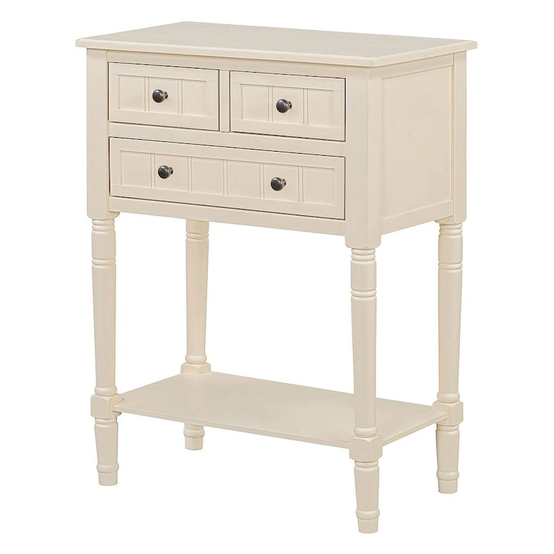 Console de ferme en bois massif de 23,7 po avec 3 tiroirs et étagère inférieure