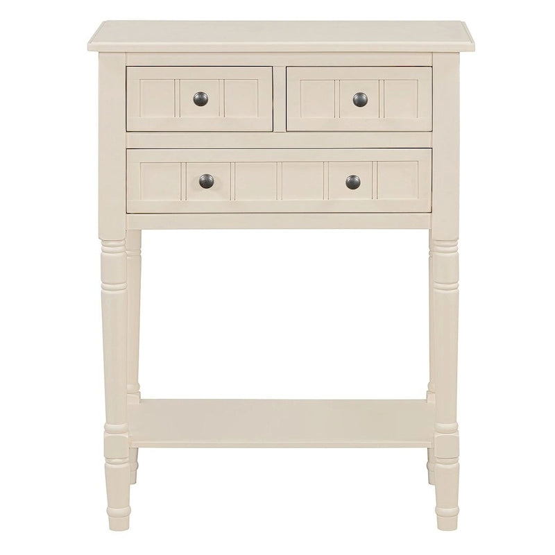 Console de ferme en bois massif de 23,7 po avec 3 tiroirs et étagère inférieure