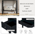 Console de ferme en bois massif de 23,7 po avec 3 tiroirs et étagère inférieure