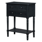 Console de ferme en bois massif de 23,7 po avec 3 tiroirs et étagère inférieure