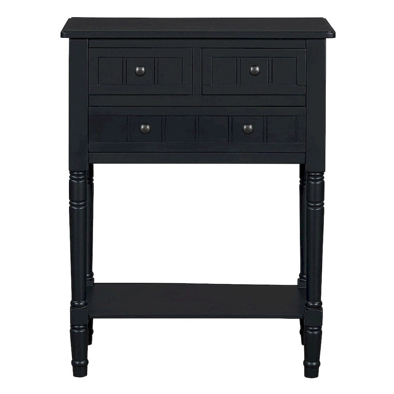 Console de ferme en bois massif de 23,7 po avec 3 tiroirs et étagère inférieure