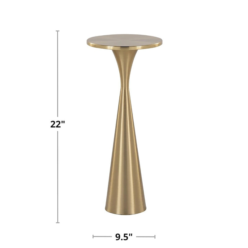 Table d'appoint en métal sablier, coloris noir / nickel poli / laiton, une pièce